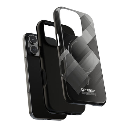 Grayscale Geometric Layers iPhone 16 - Tough+