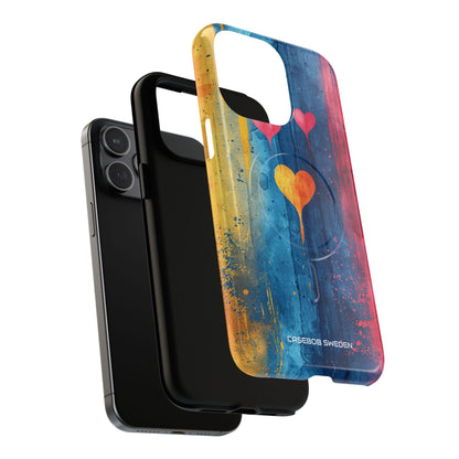 Hearts Watercolor Art - Tough + MagSafe® iPhone 15 Phone Case