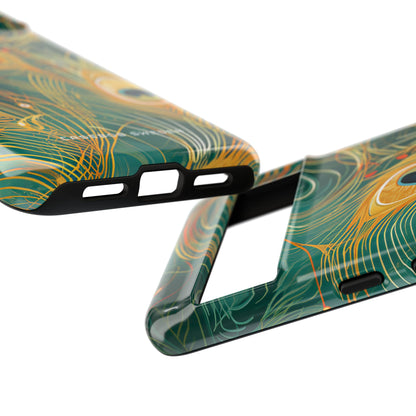 Peacock Elegance in Teal and Gold Google Pixel 8 - Tough Phone Case