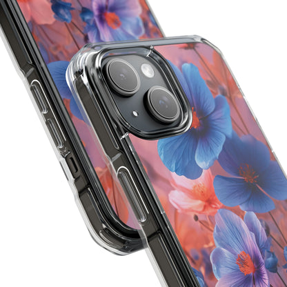 Blue Peach Blossoms - Clear Impact iPhone 15 Phone Case