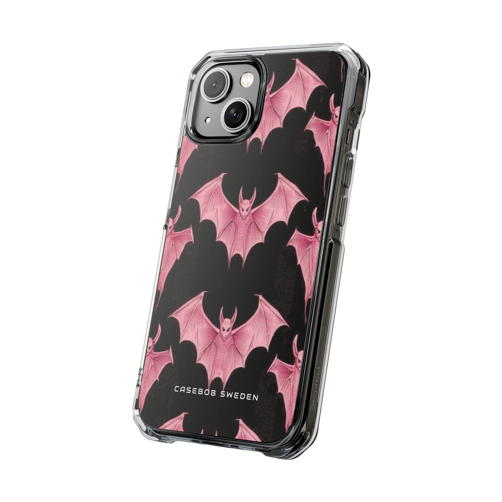 Gothic Pink Bats Aflame iPhone 14 - Clear Impact Phone Case