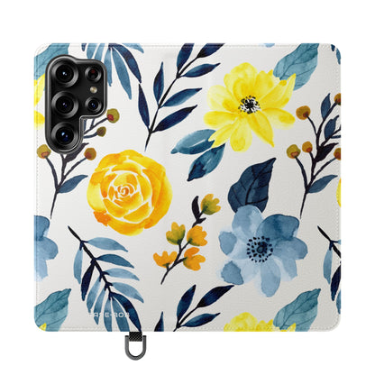 Yellow Blue Blossoms - Samsung S25 Ultra Case - Wallet