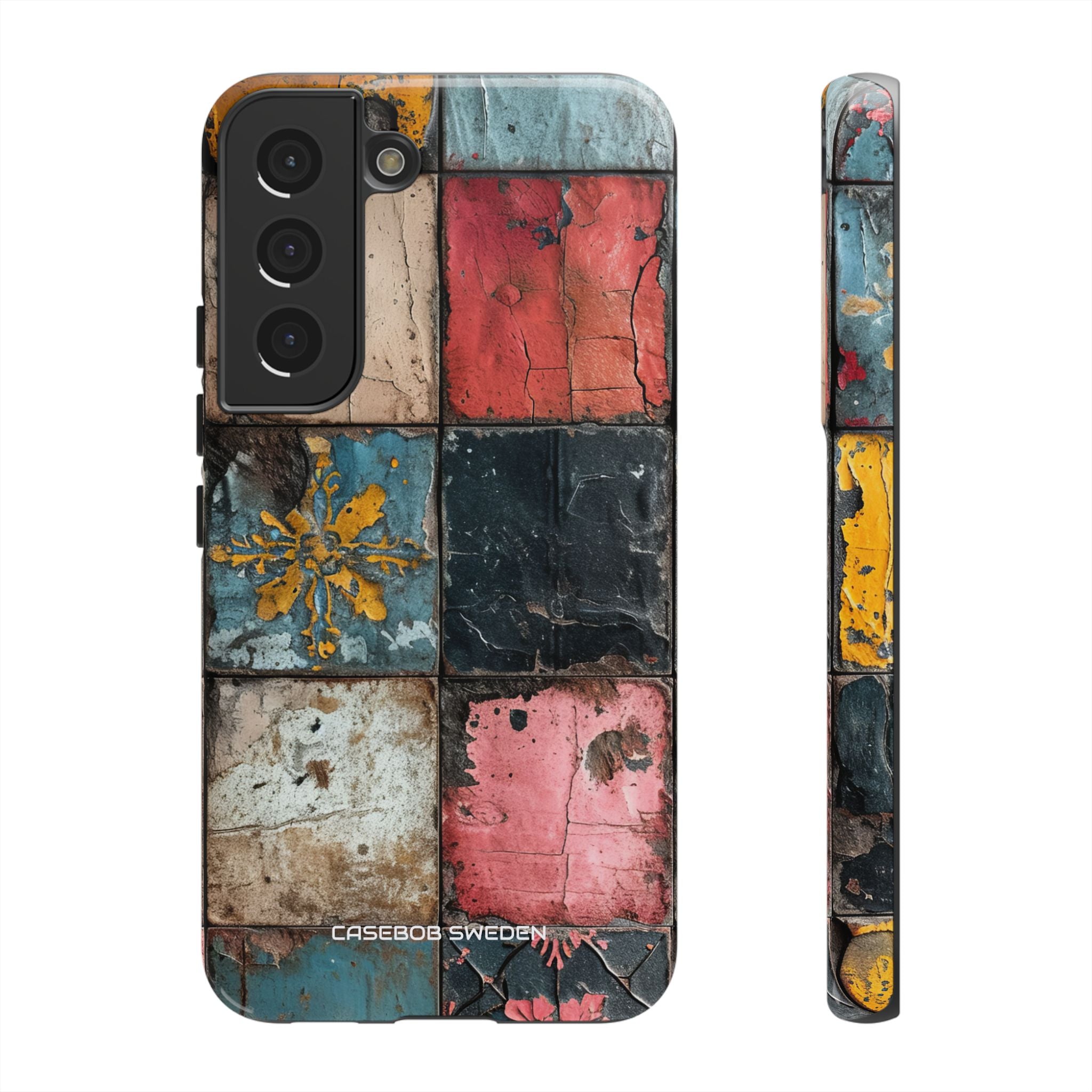 Rustic Red-Yellow Vintage Tiles - Tough Samsung S22 Phone Case