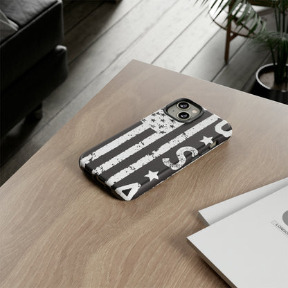 Black n White U.S Flag - Protective Phone Case