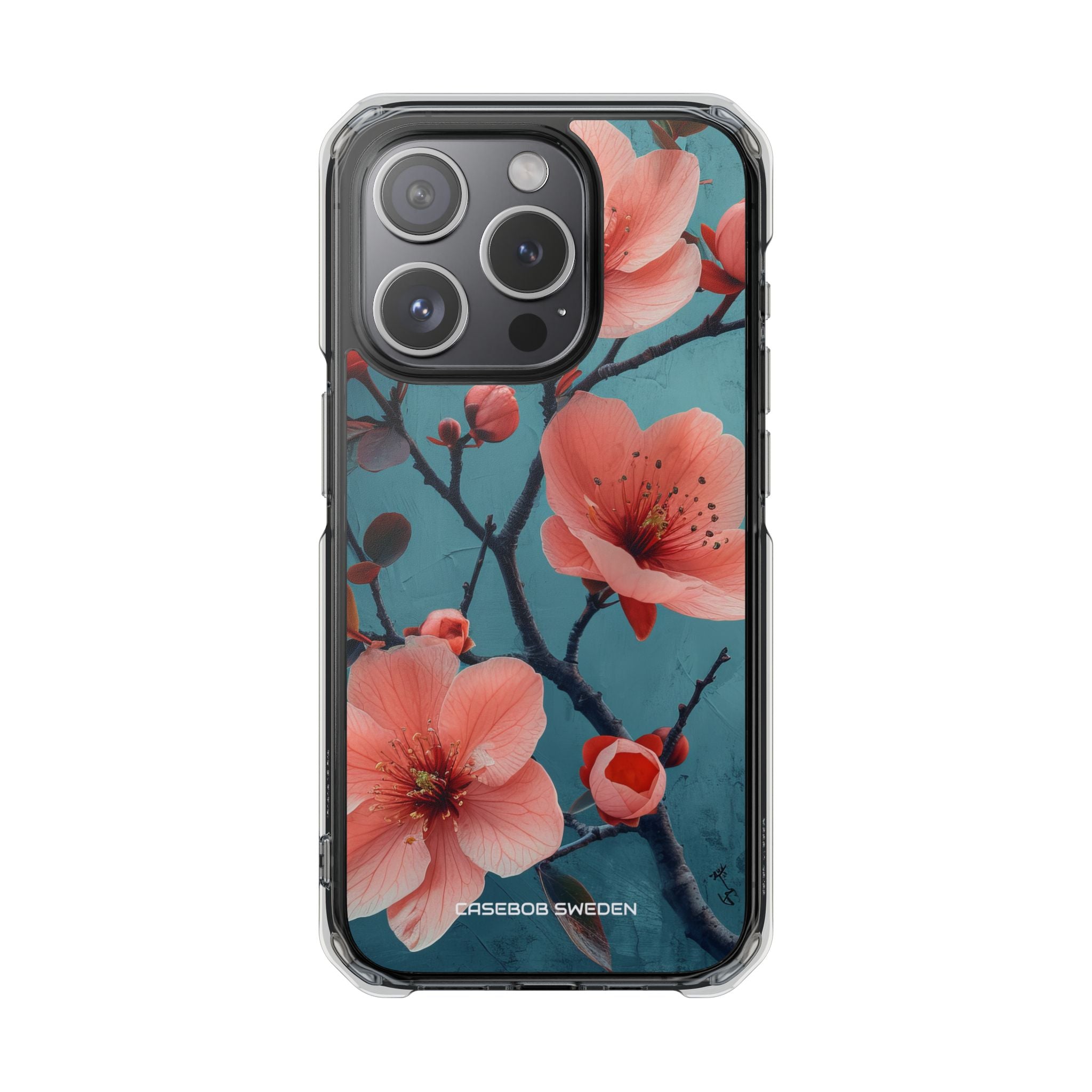 Teal Coral Blossom - Clear Impact iPhone 15 Phone Case