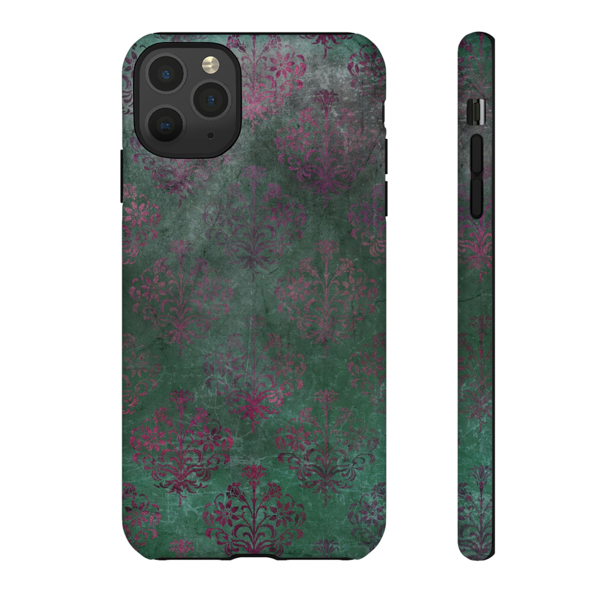 Green Damask Gothic Flower - Protective Phone Case