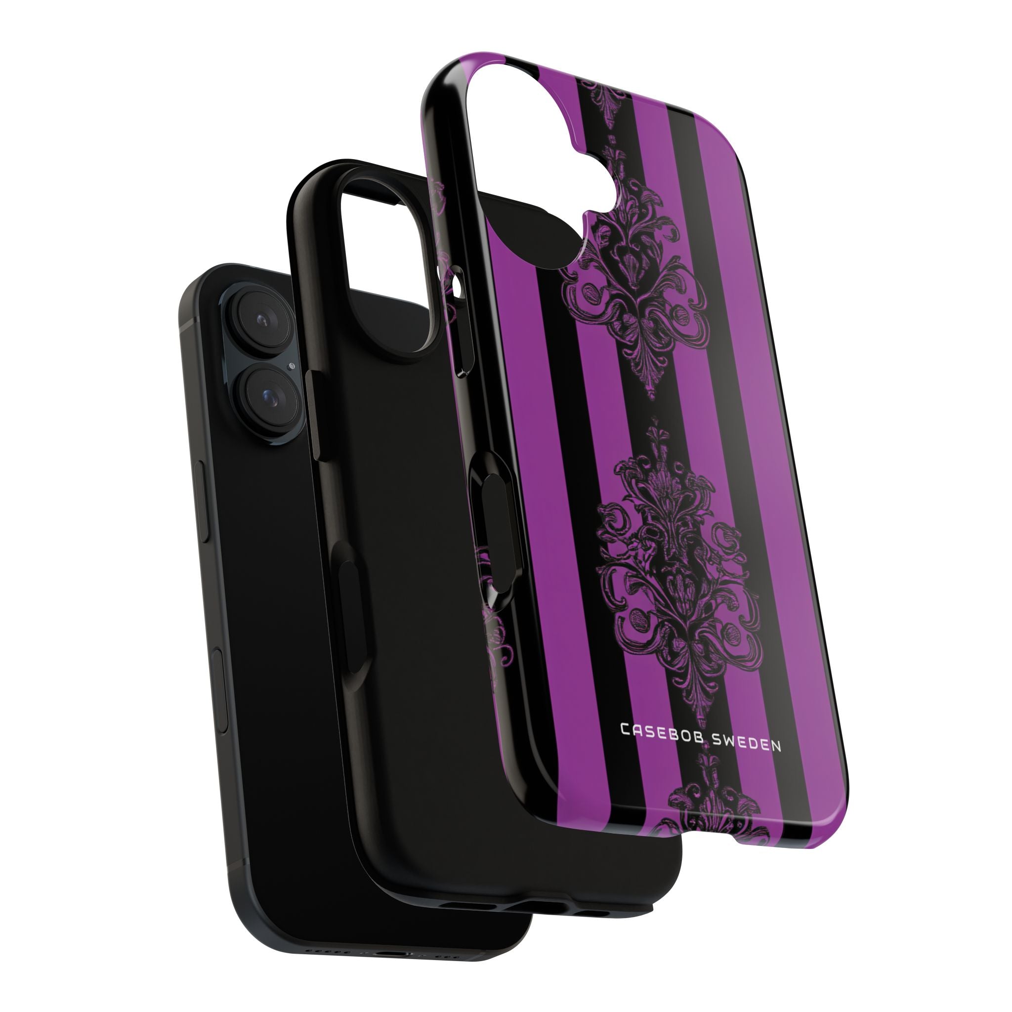 Gothic Elegance with Vertical Stripes and Ornamental Motifs iPhone 16 - Tough Phone Case