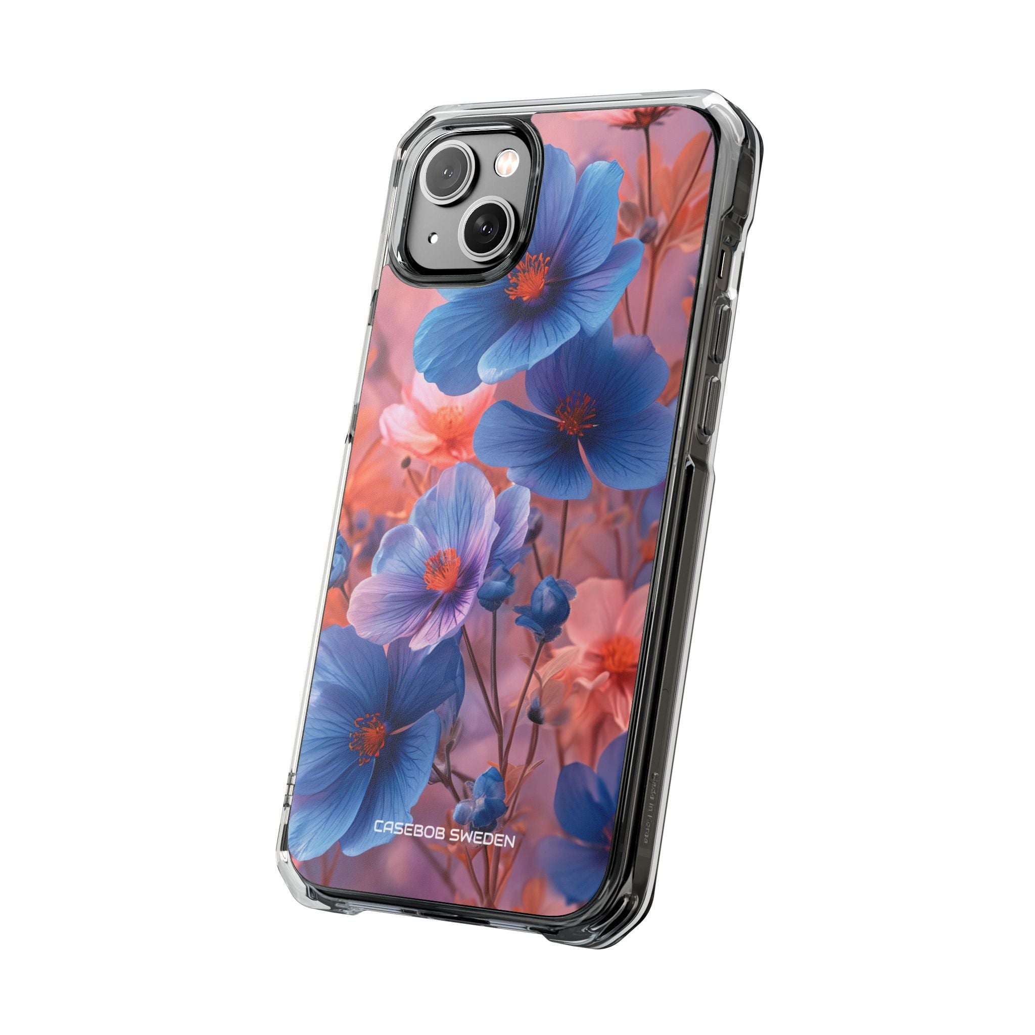 Blue Peach Blossoms - Clear Impact iPhone 14 Phone Case