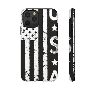 Black n White U.S Flag - Protective Phone Case