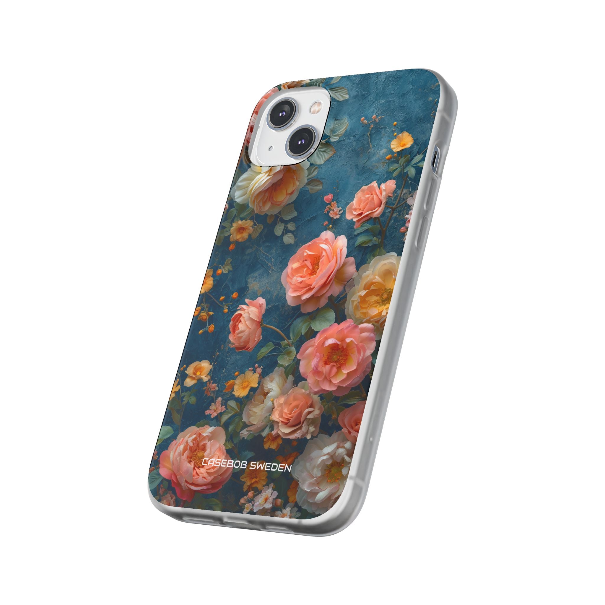 Blue Floral Elegance - Flexi iPhone 14 Phone Case