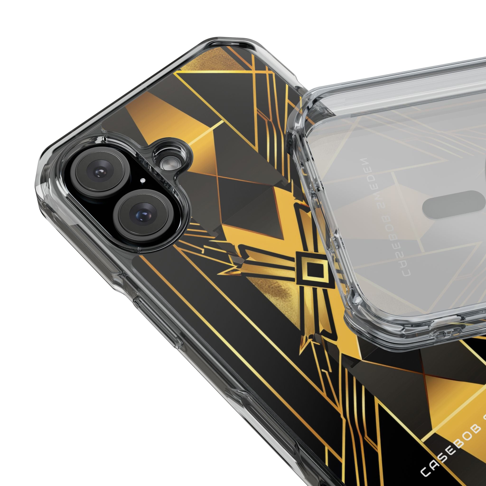 Golden Geometric Elegance iPhone 16 - Clear Impact Phone Case