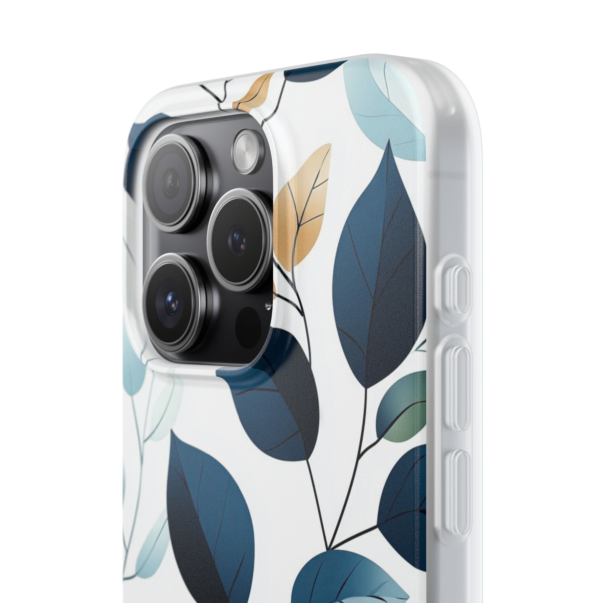 Navy Leaf Veins iPhone 15 Pro Case - Soft