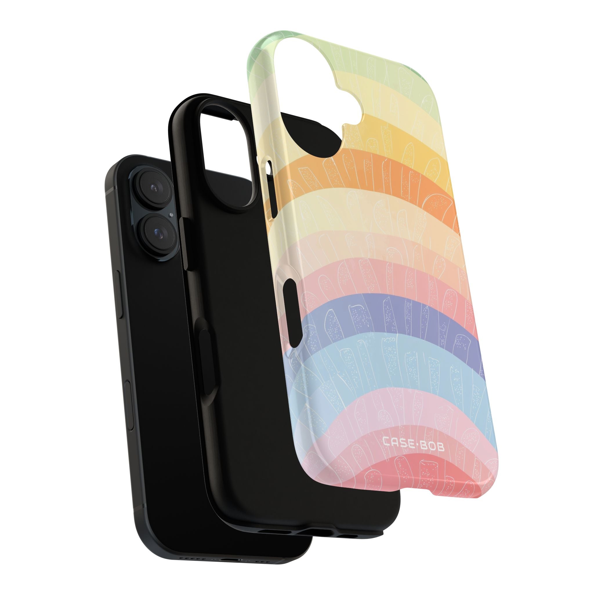 Pastel Rainbow Bands iPhone 16 Plus Case - Tough