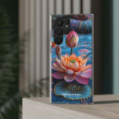 Vibrant Lotus Embroidery - Flexi Samsung S22 Phone Case