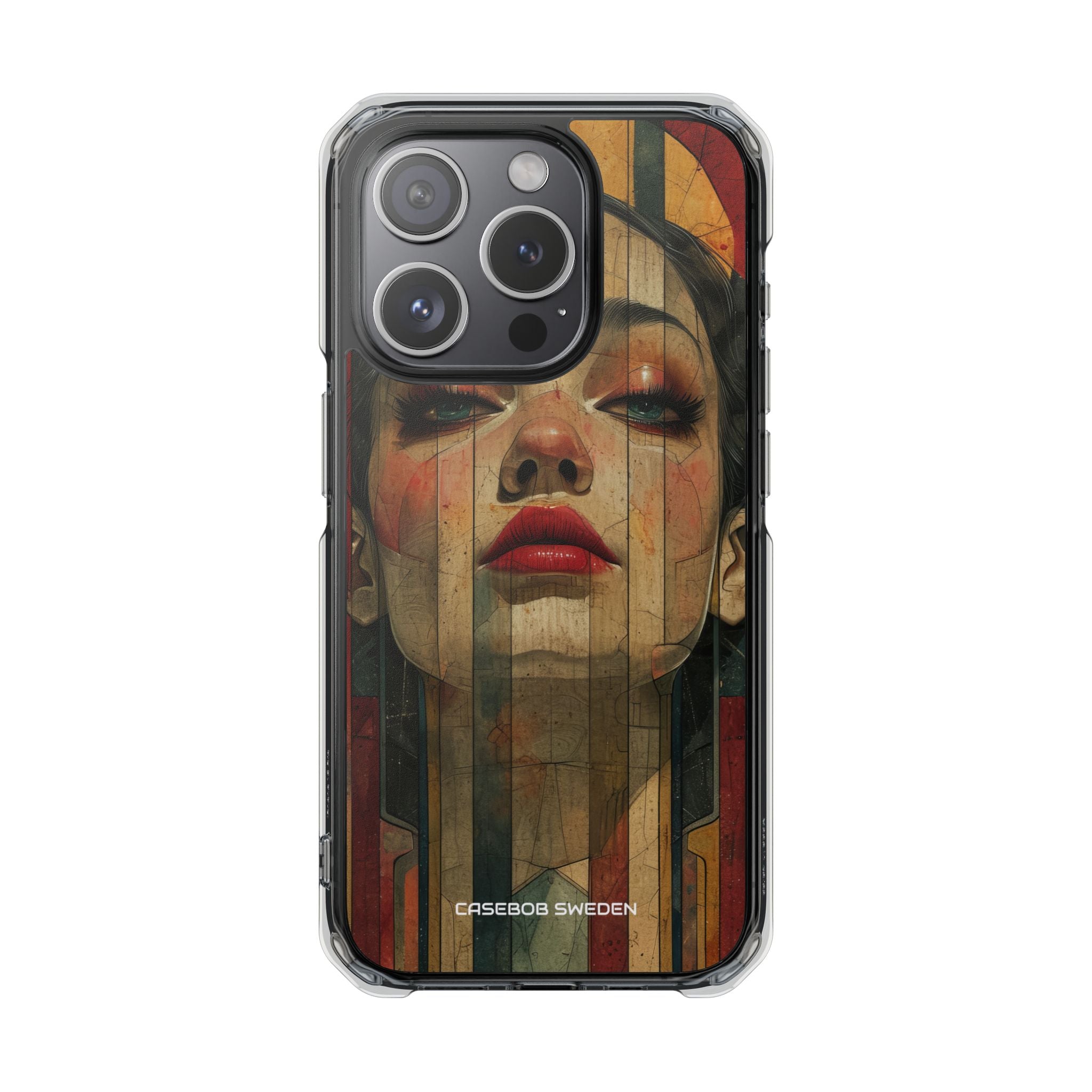 Bold Art Deco Portrait - Clear Impact iPhone 15 Phone Case