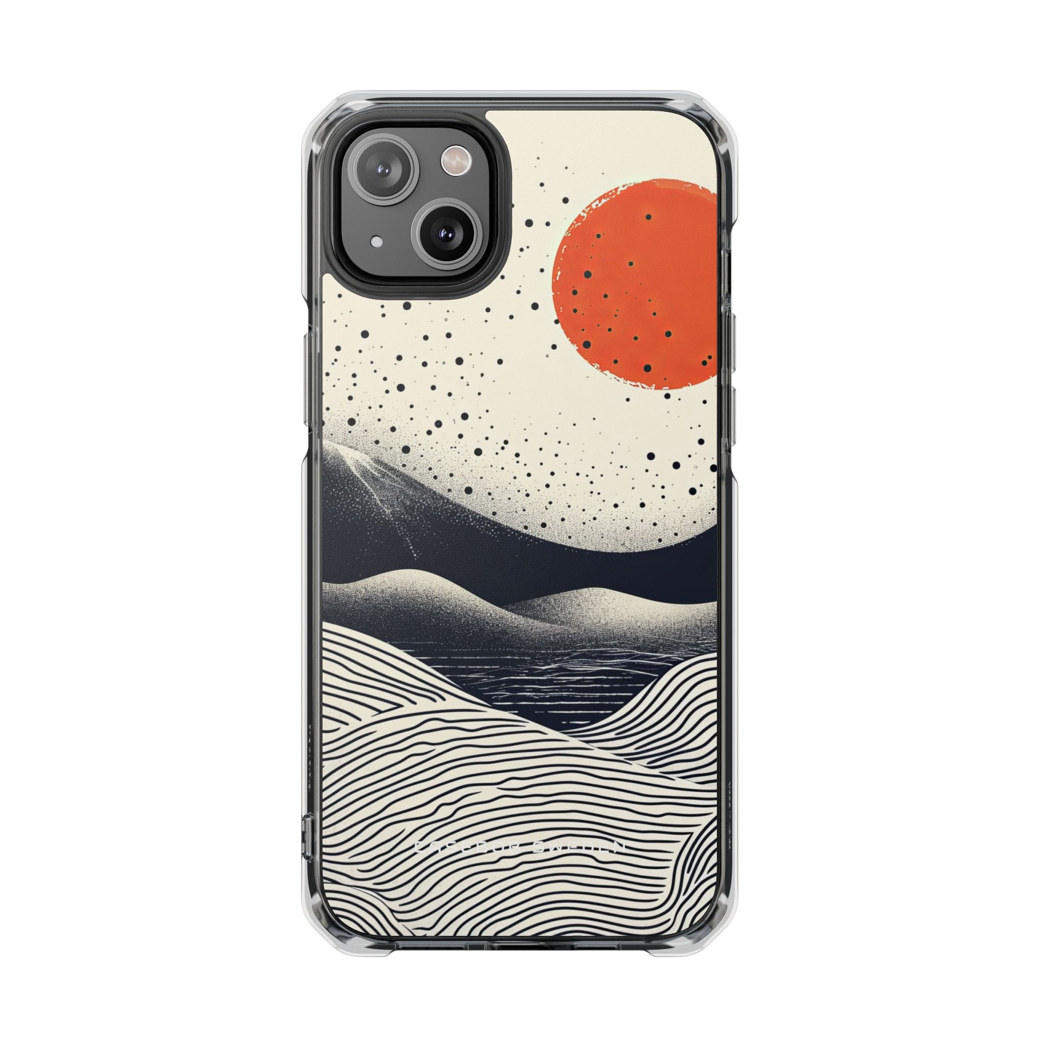 Red Sun Over Flowing Horizons iPhone 14 - Clear Impact Phone Case