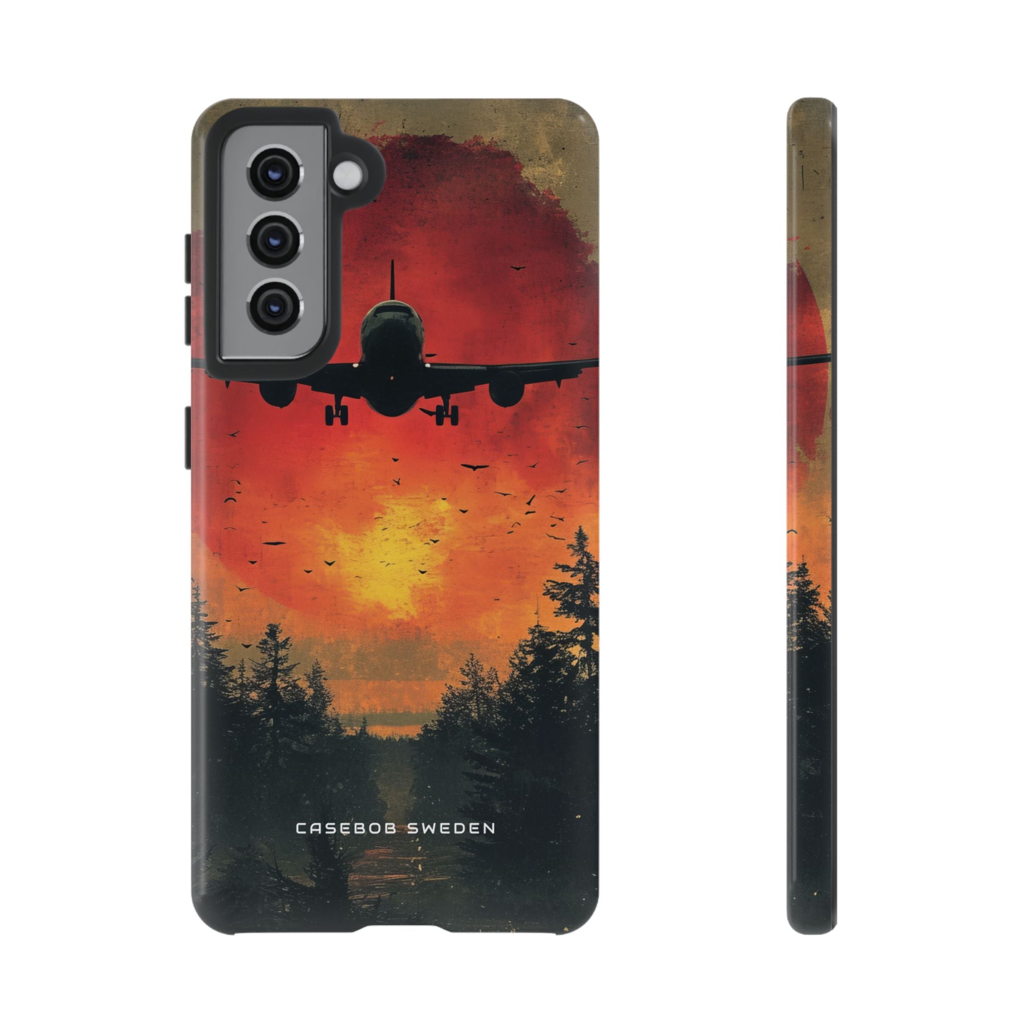 Vintage Sunset Airplane Silhouette  Samsung S21 - Tough Phone Case