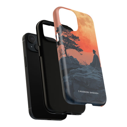 Zen Tranquility Under a Red Moon iPhone 15 | Tough+ Phone Case