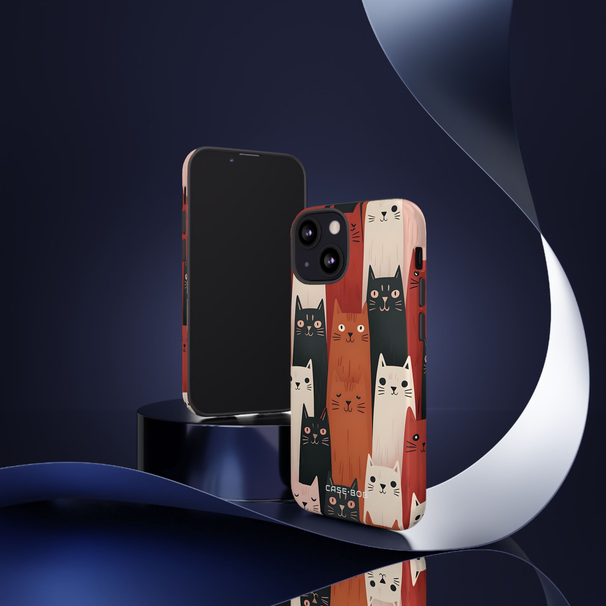 Elongated Cats Black iPhone 13 Mini Case - Tough