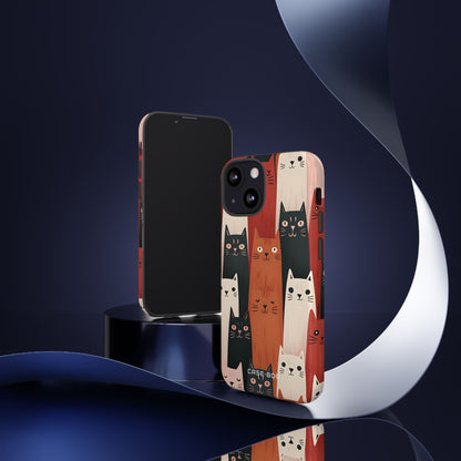 Elongated Cats Black iPhone 13 Mini Case - Tough