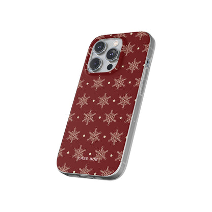 Cream Snowflake Crimson iPhone 14 Pro Case - Soft