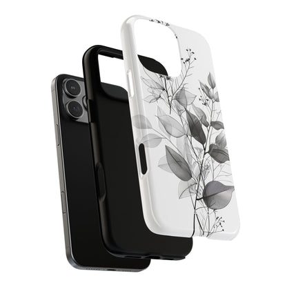 Veined Leaves Gray iPhone 16 Pro Max Case - Tough+