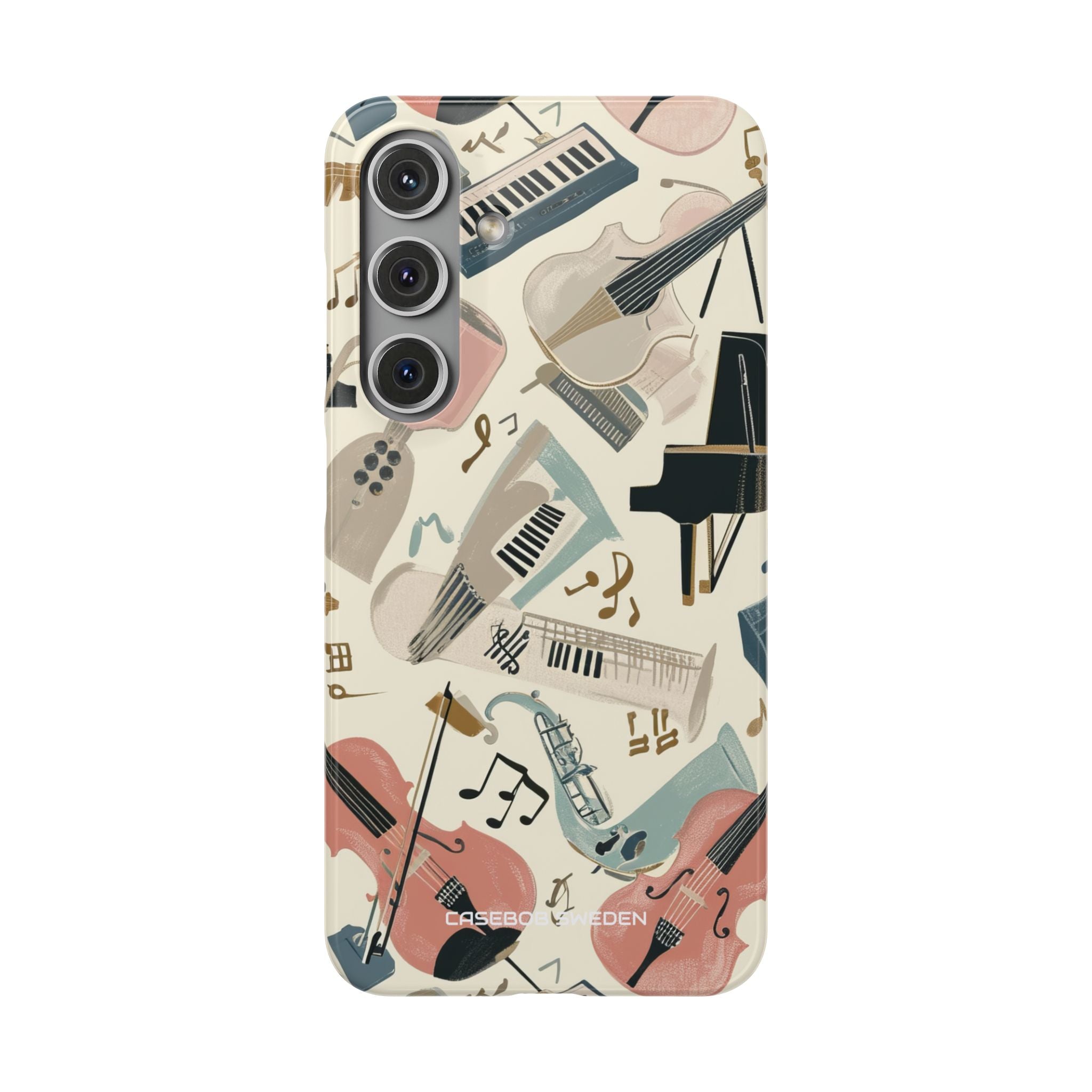 Beige Musical Instruments Pattern - Slim Samsung S24 Phone Case