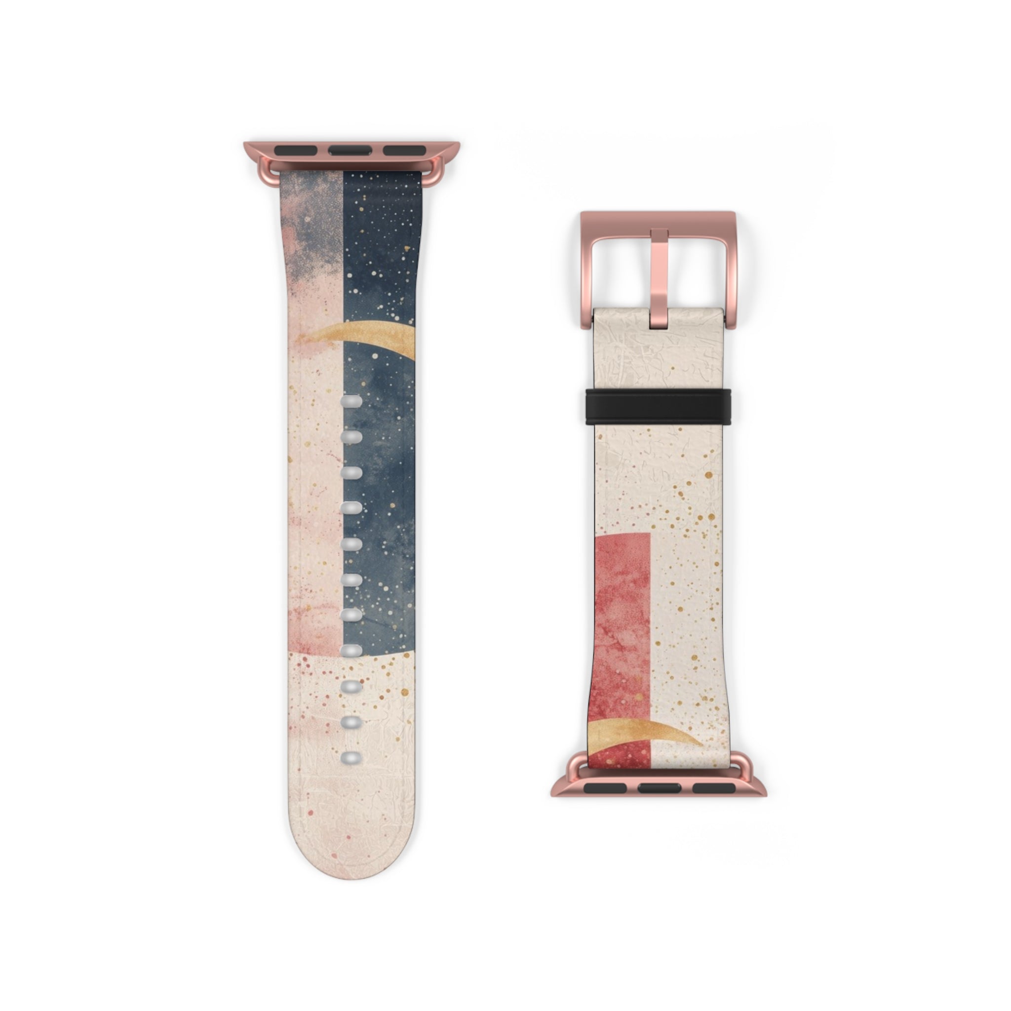 Golden Crescents Crimson - Watch Band