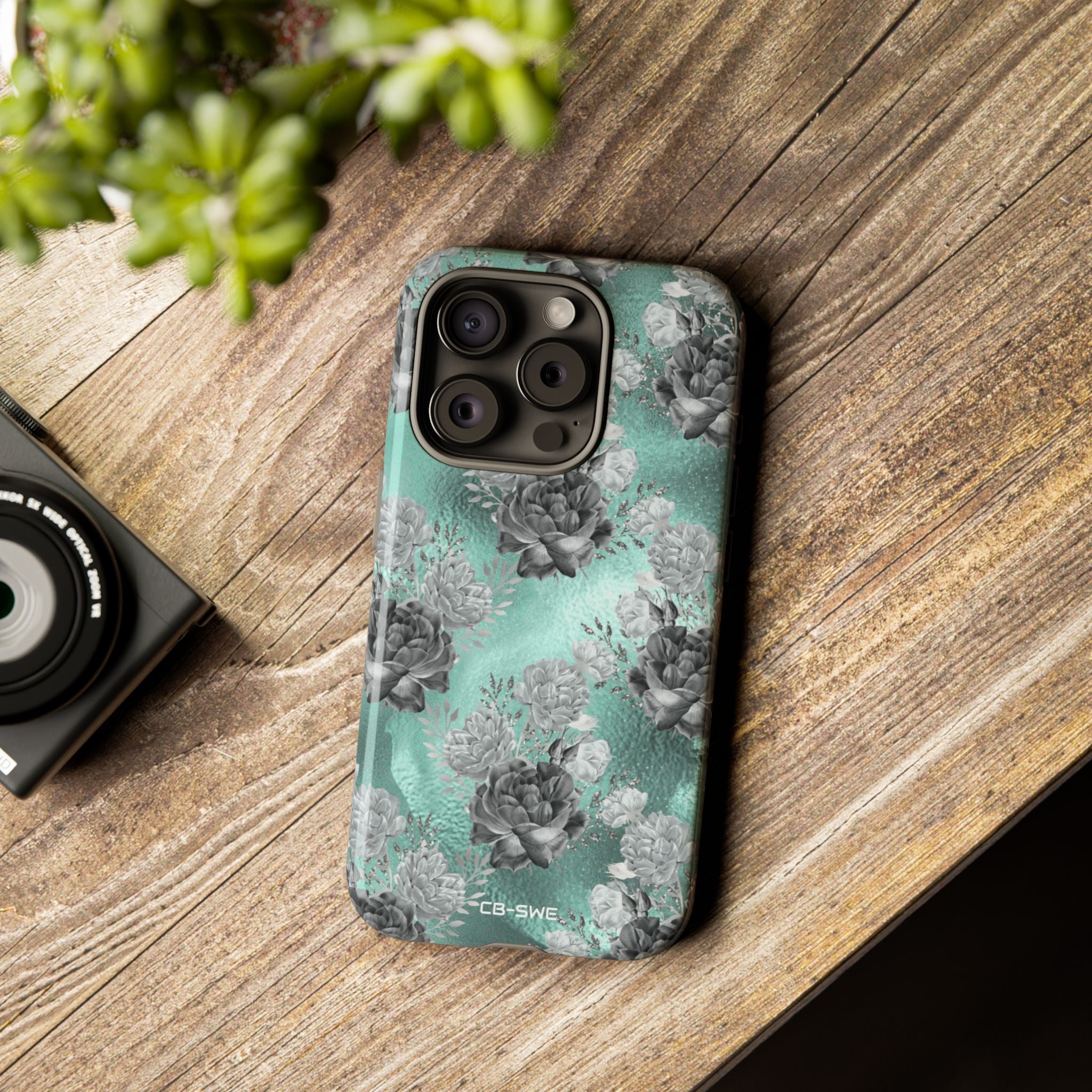 Teal Floral Elegance - iPhone Case