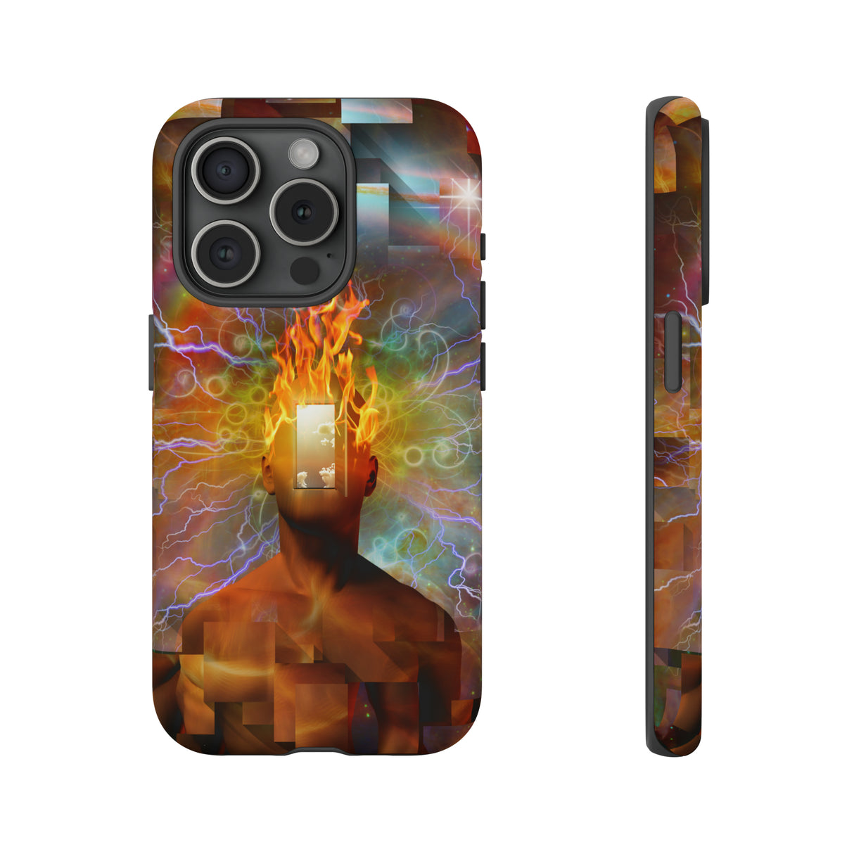 Man with burning mind - Protective Phone Case