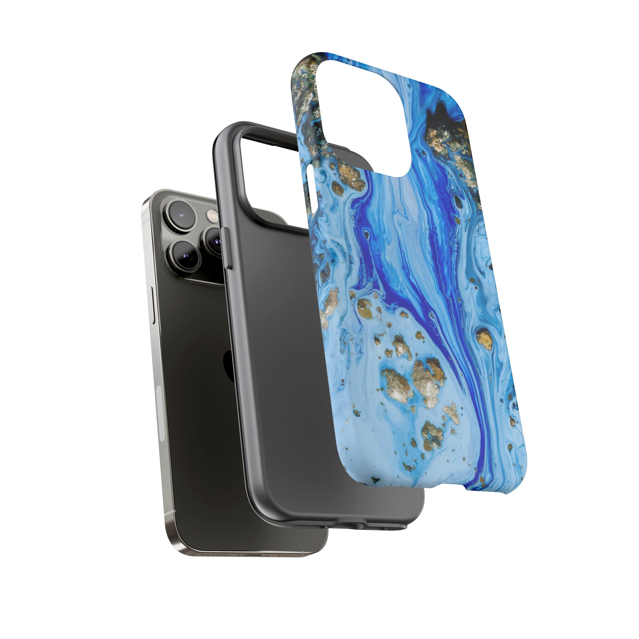 Blue Ice Ink Art iPhone Case (Protective) Phone Case