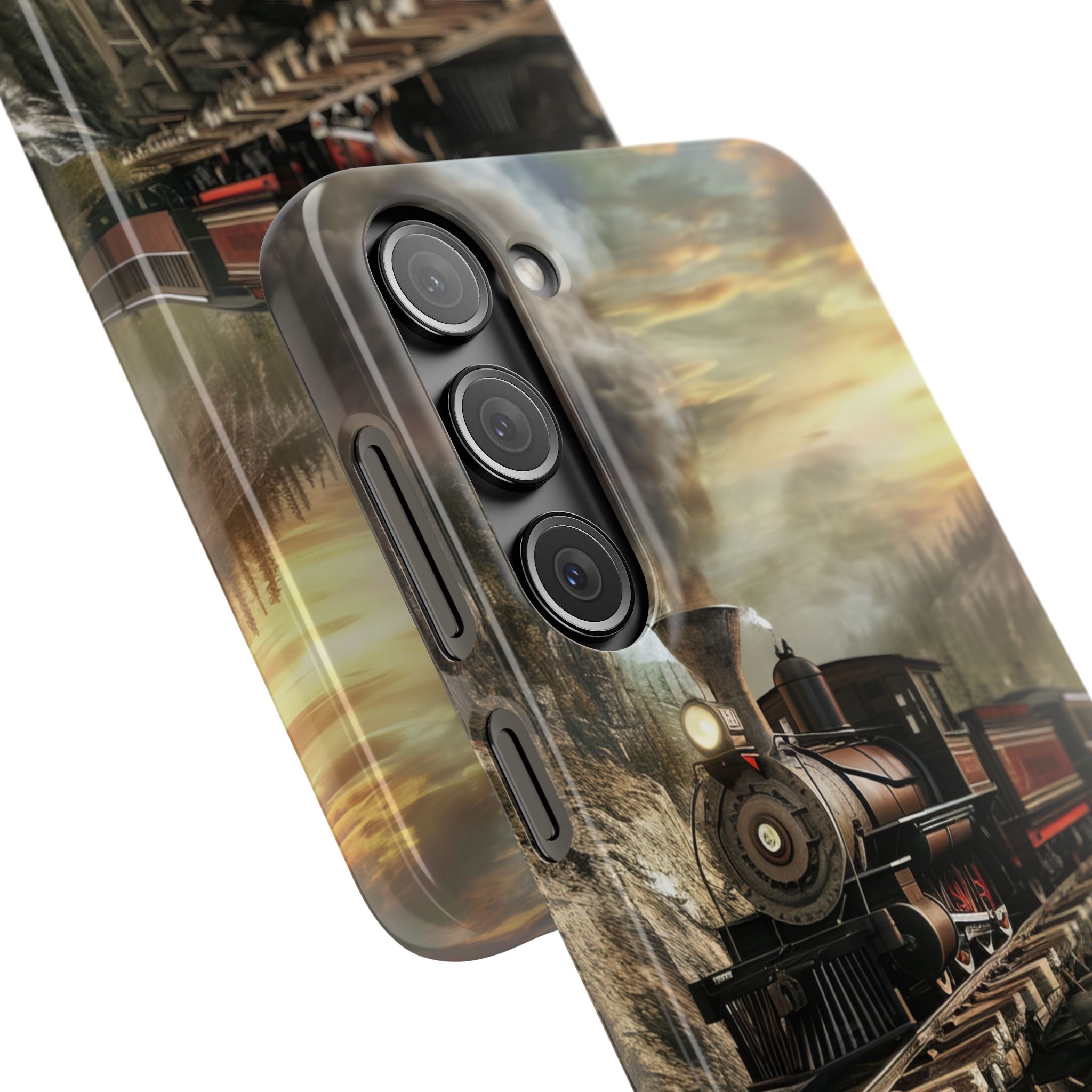 Vintage Steam Train Crossing Mountain Bridge Samsung S23 - Slim Phone Case