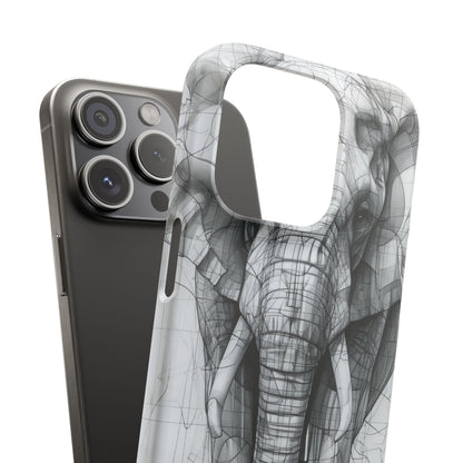 Elephant Line Geometry iPhone 15 - Slim Phone Case