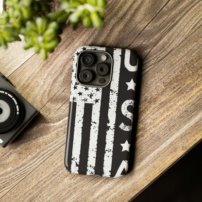 Black n White U.S Flag - Protective Phone Case