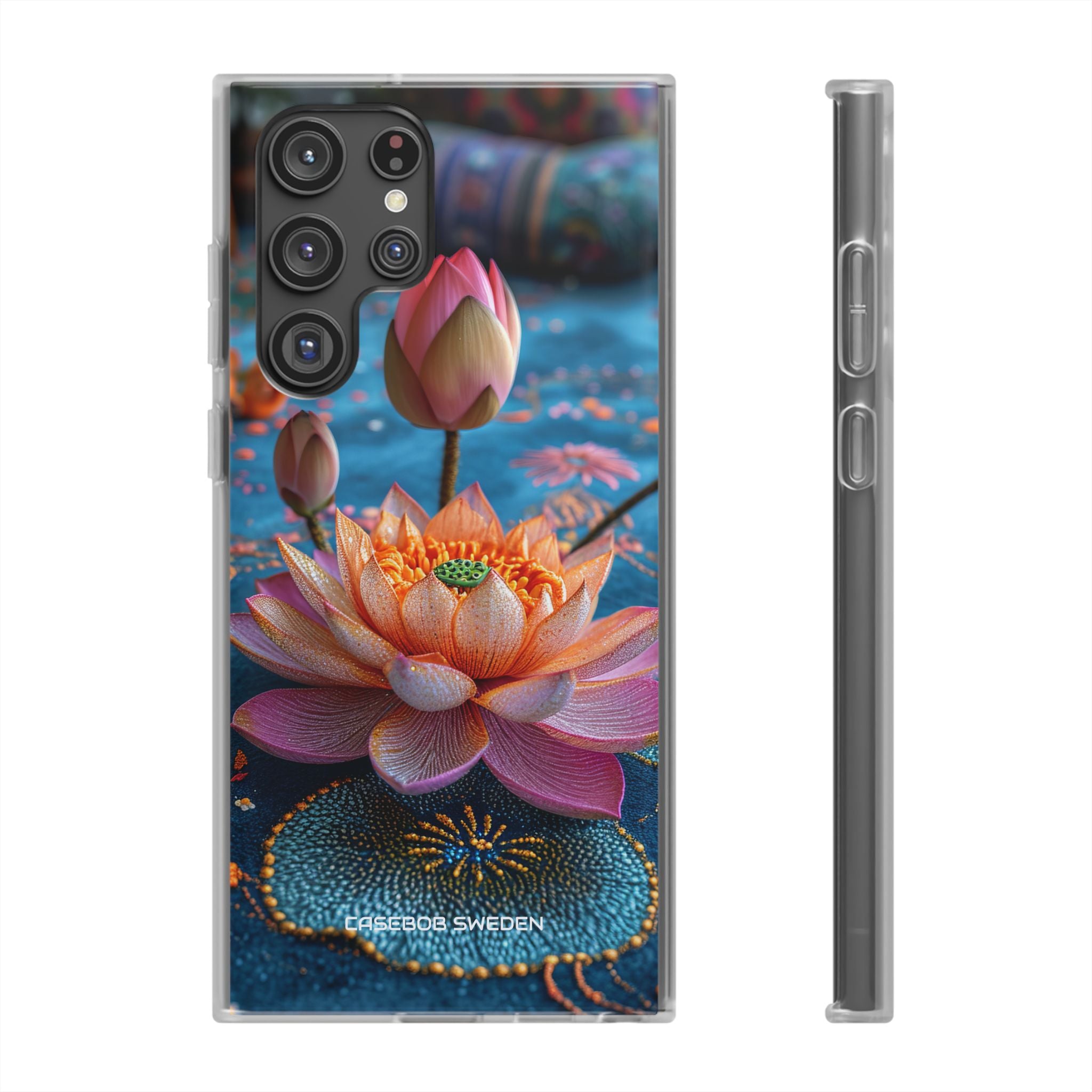 Vibrant Lotus Embroidery - Flexi Samsung S22 Phone Case