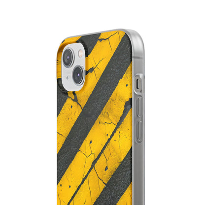 Yellow Stripe Distress iPhone 14 Plus Case - Soft