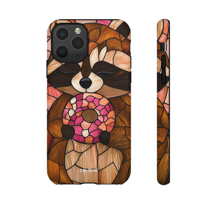 Raccoon Holds Donut - iPhone Case