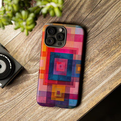 Center-Out Pastel Squares - Protective Phone Case