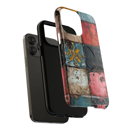 Rustic Red-Yellow Vintage Tiles - Tough + MagSafe® iPhone 14 Phone Case