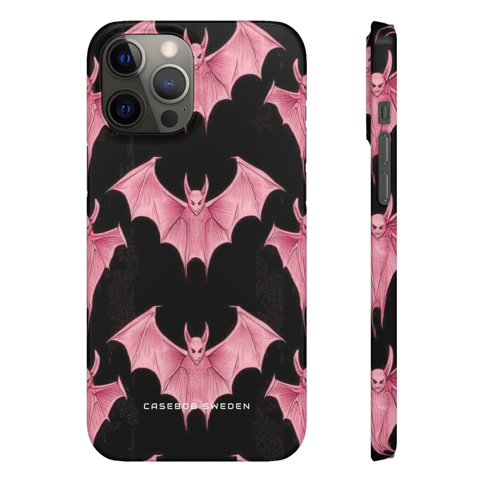 Gothic Pink Bats Aflame iPhone 12 - Slim Phone Case