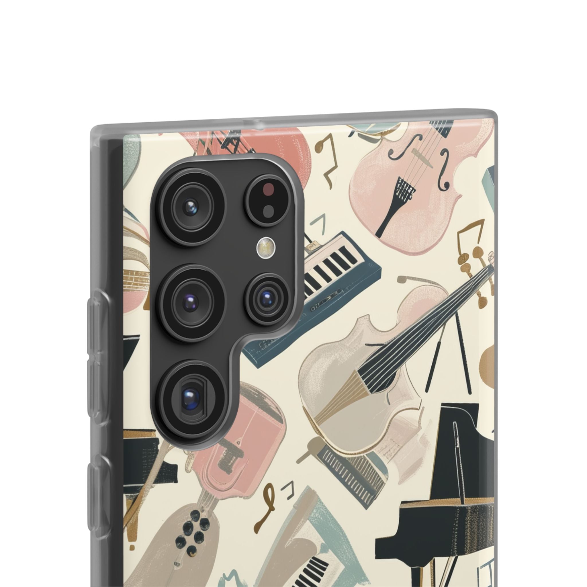 Beige Musical Instruments Pattern - Flexi Samsung S22 Phone Case