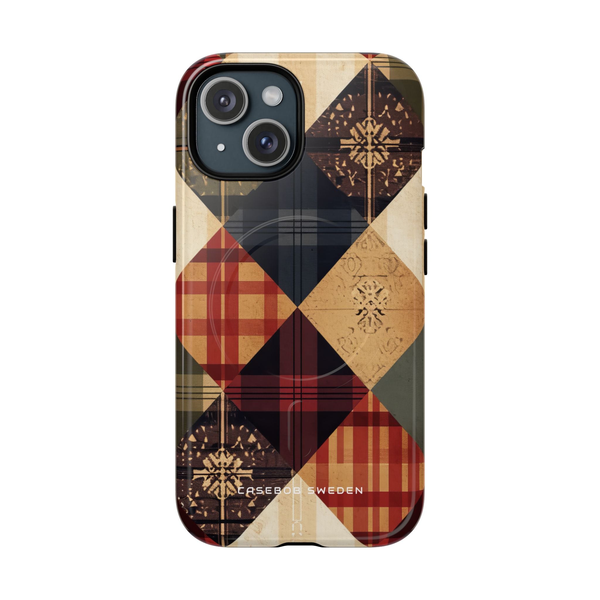 Rustic Geometric Patchwork Harmony iPhone 15 | Tough+ Phone Case