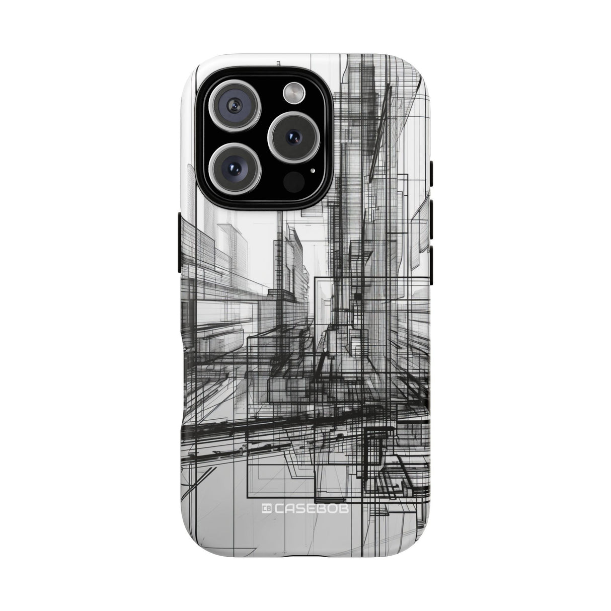 Urban Complexity: Black Lines Design - for iPhone 16