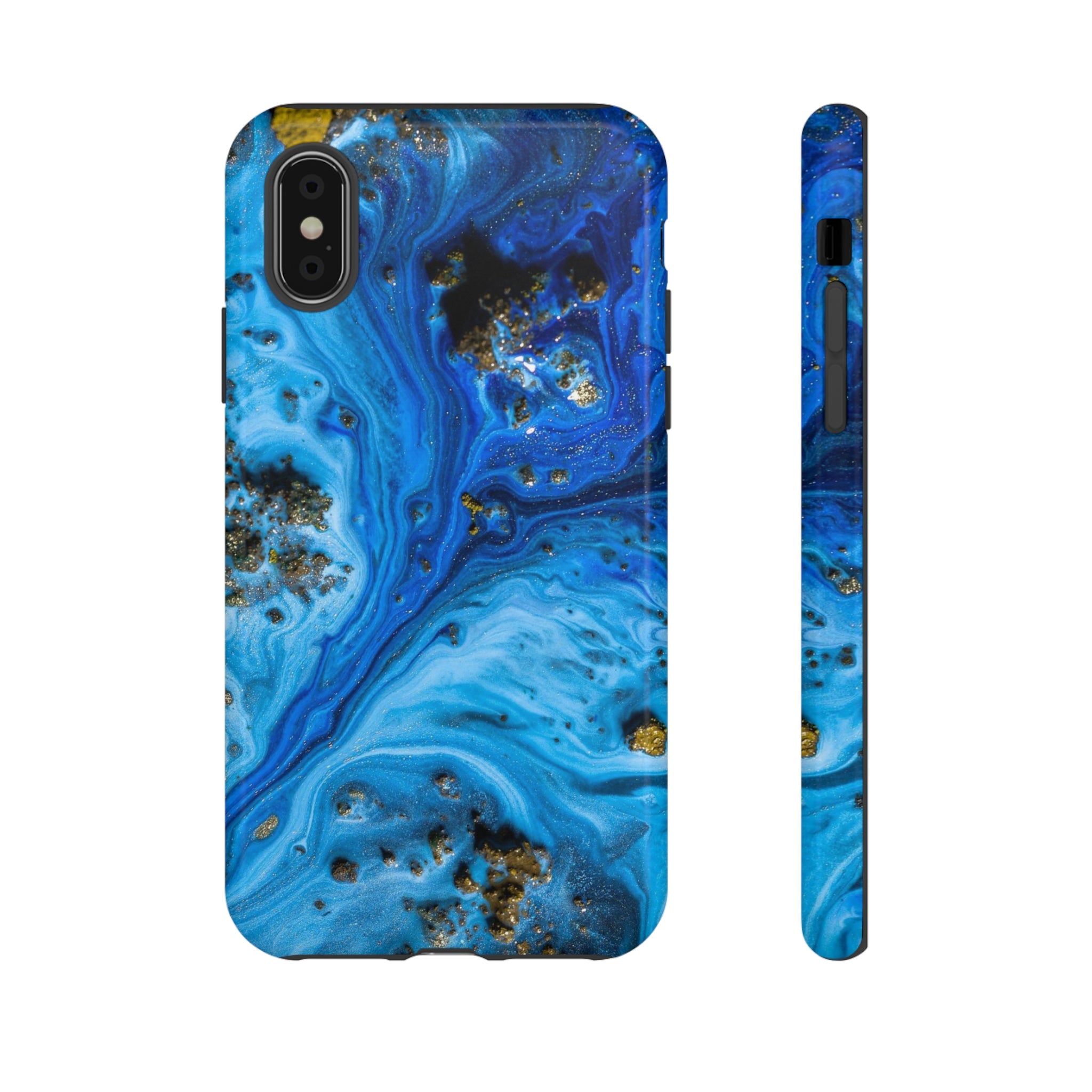 Blue Ice Melt Ink Art iPhone Case (Protective) iPhone X Glossy Phone Case