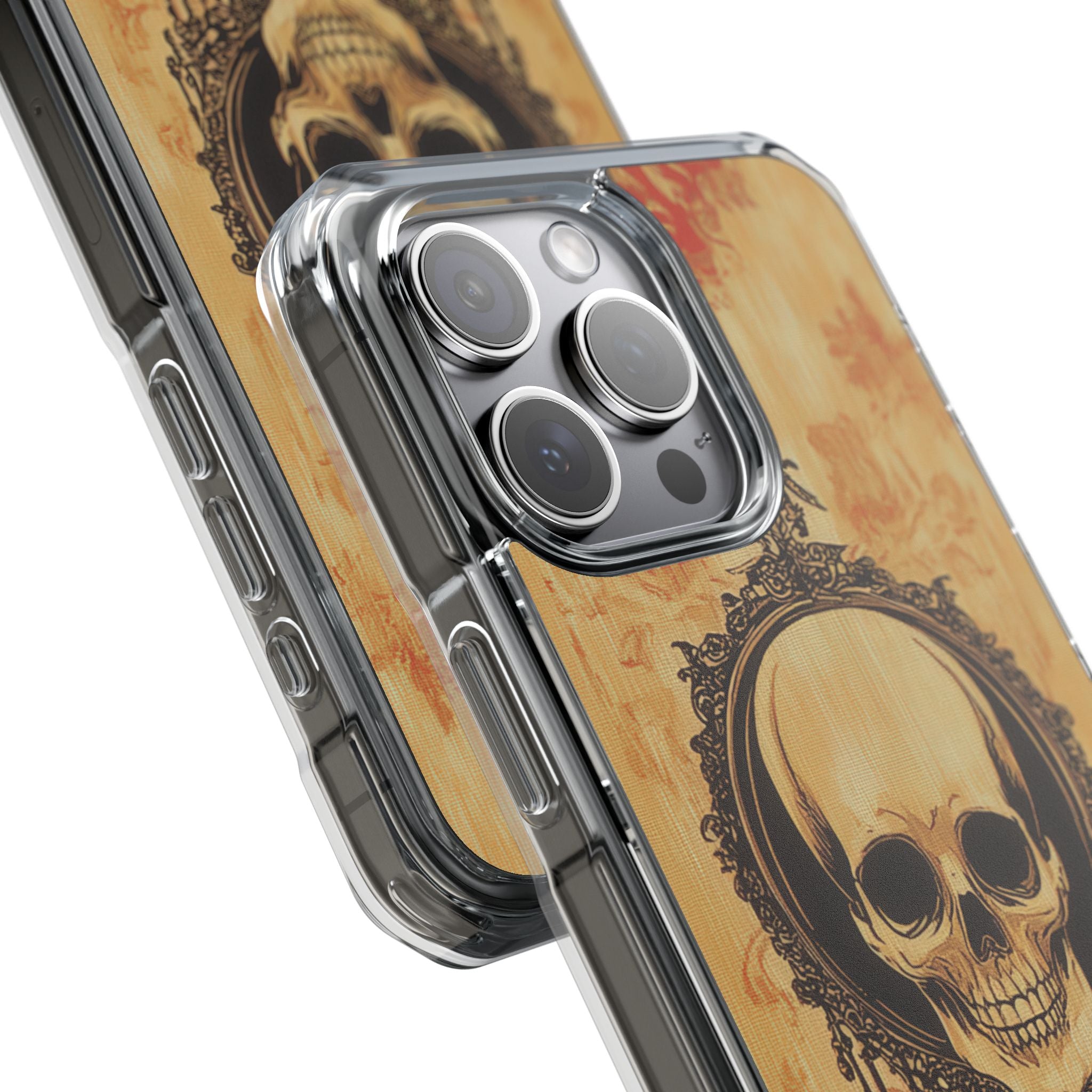 Gothic Skull Elegance iPhone 15 - Clear Impact Phone Case