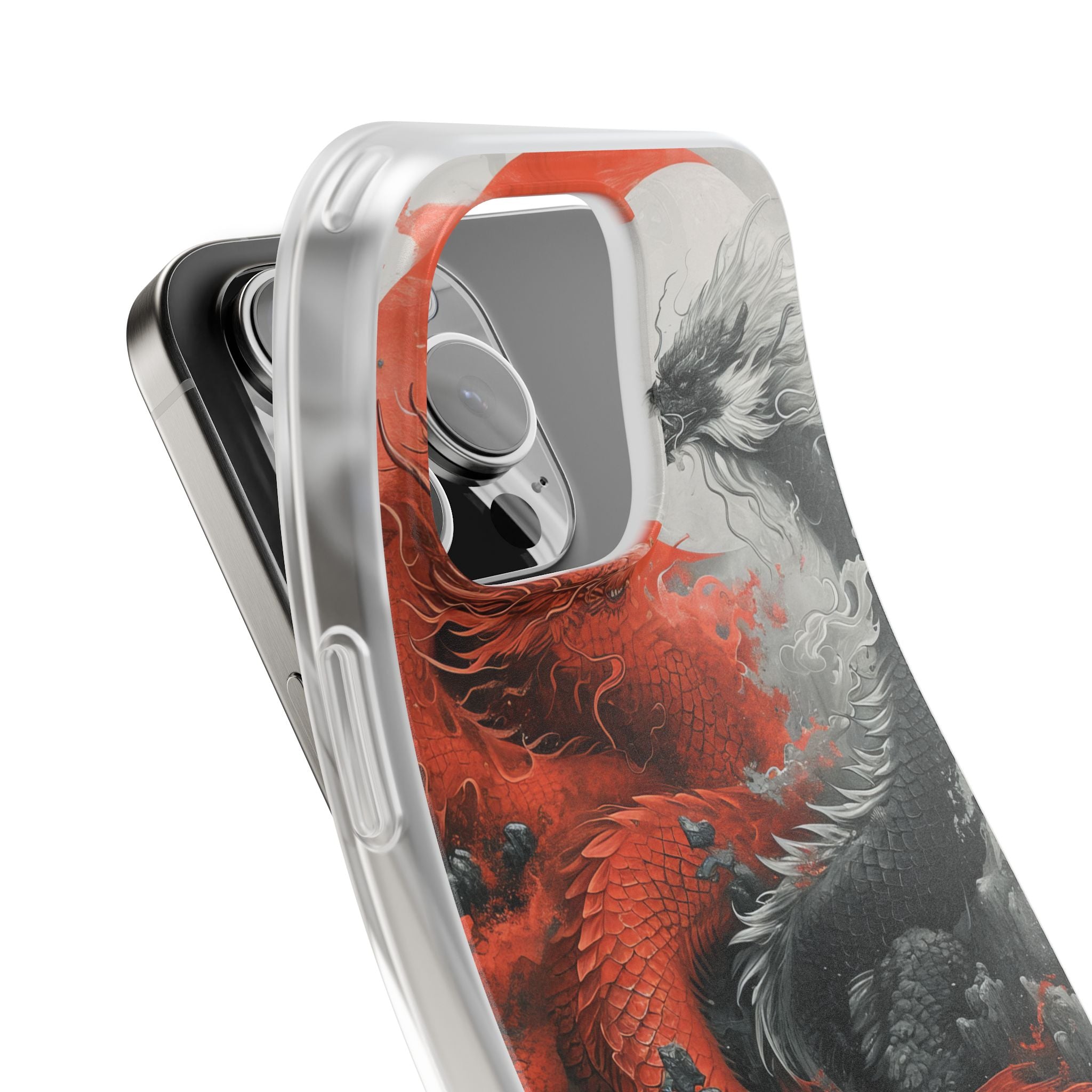 Twin Dragons Crimson iPhone 16 Pro Max Case - Soft