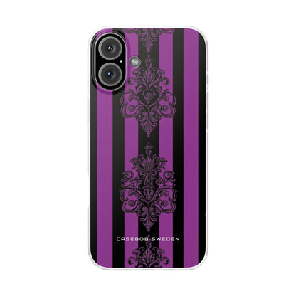 Gothic Elegance with Vertical Stripes and Ornamental Motifs iPhone 16 - Flexi Phone Case