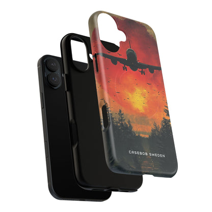 Vintage Sunset Airplane Silhouette iPhone 16 | Tough+ Phone Case