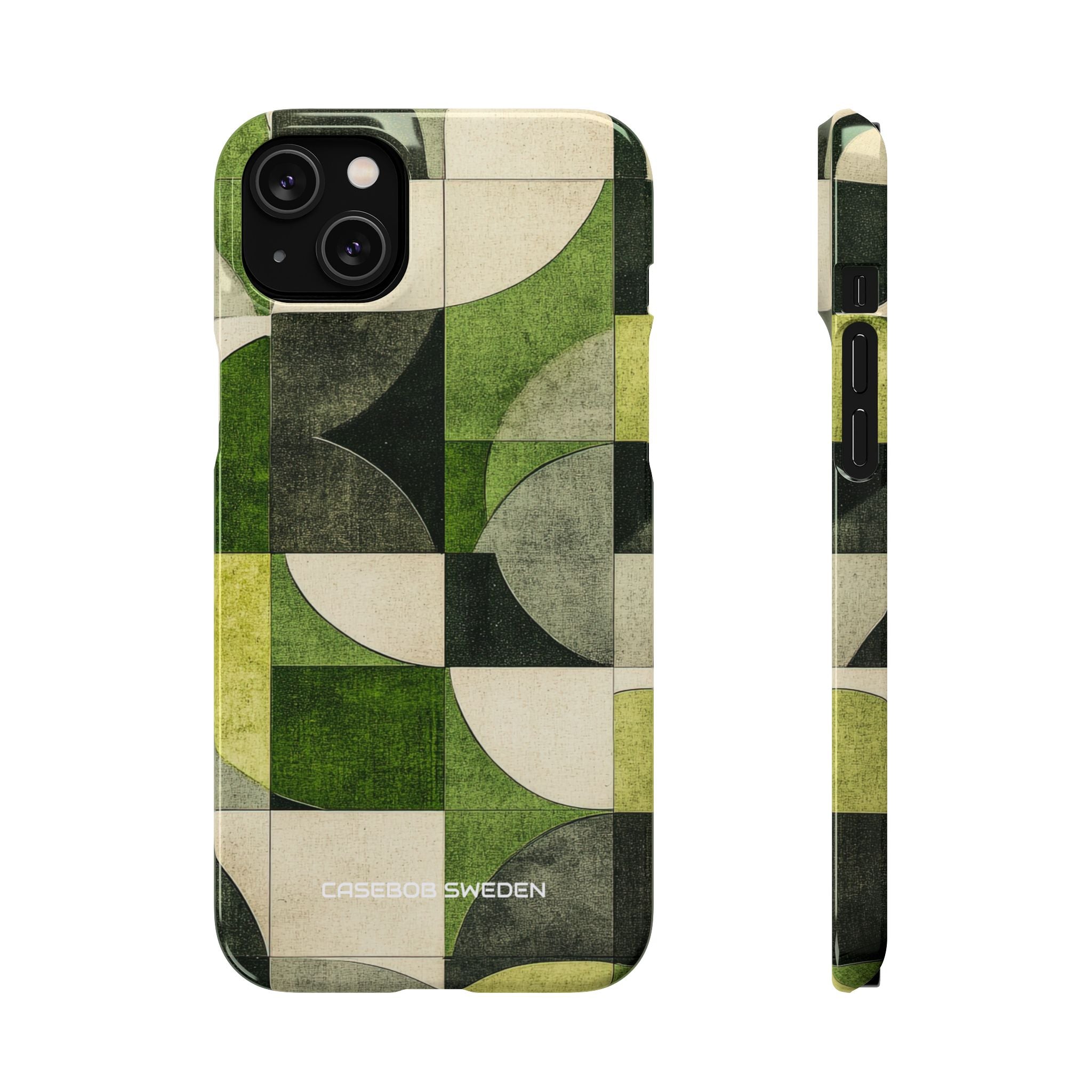 Green Geometric Harmony - Slim iPhone 14 Phone Case