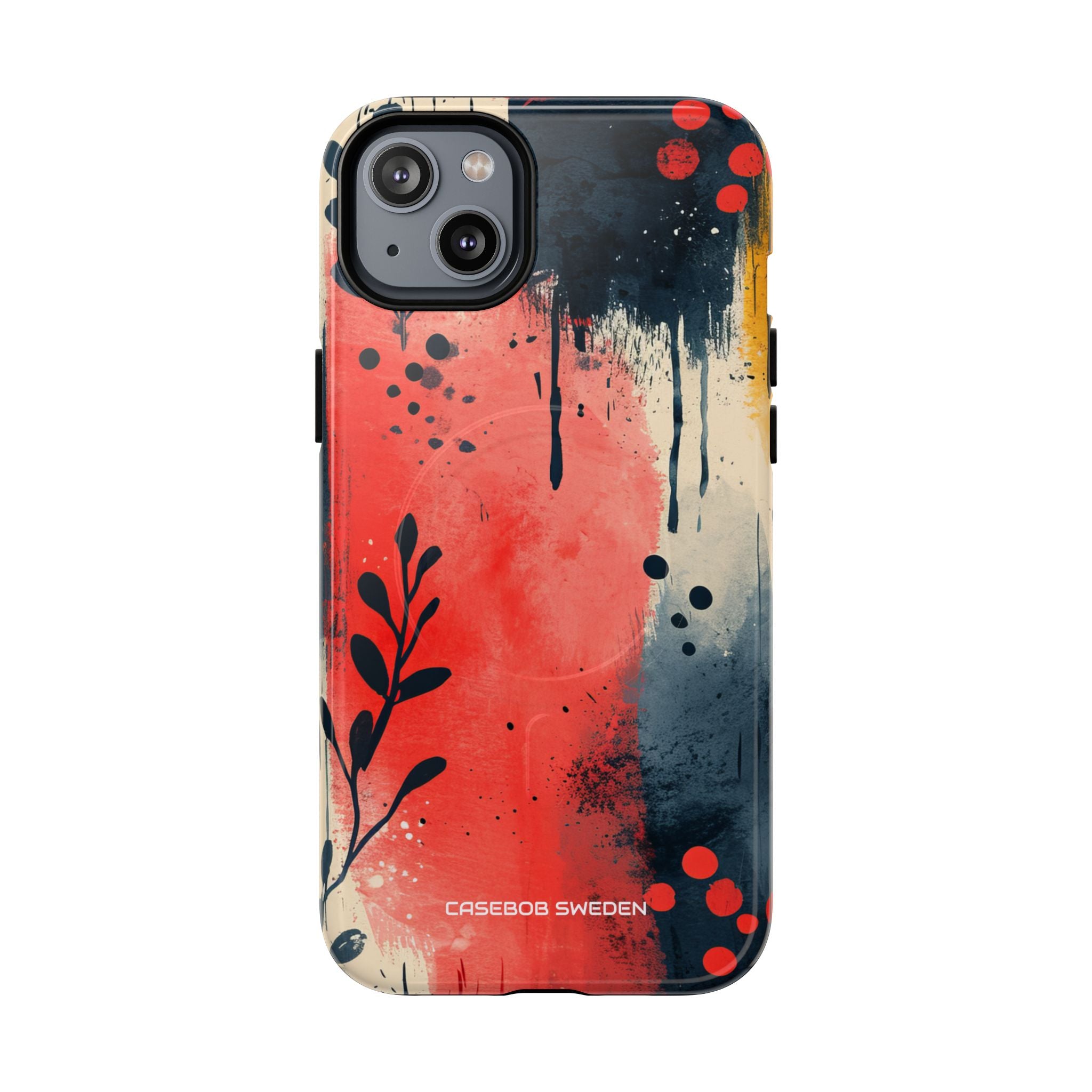 Red Blue Abstract Florals - Tough + MagSafe® iPhone 14 Phone Case